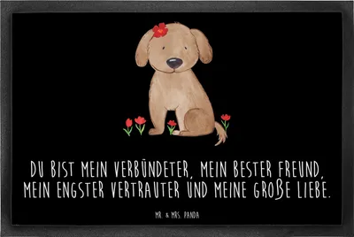Produktbild von Mr. & Mrs. Panda Fussmatte Hund Dame 60 x 90 cm - Schwarz - Geschenk, Liebe, flurmatte, Schmutzfangmatte, Hundeliebe, Schmutzmatte, Hunde, Lieb, Bodenvorleger, Sprüche