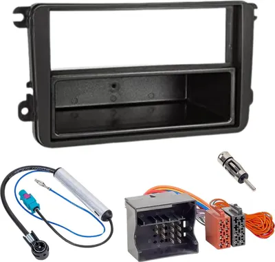 Produktbild von Audioproject A123 - Autoradio Einbau Set kompatibel für VW Golf 5 6 Touran Skoda Octavia Seat Radioblende Radioadapter Antennenadapter Fakra ISO DIN Fach