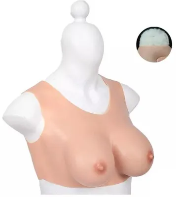 Imagen del producto de Sujetador de algodón ajustable con prótesis de silicona para el pecho, talla de copa E, 32 cm, color