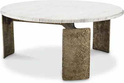 Produktbild von Casa Padrino Luxus Couchtisch mit Marmorplatte Antik Messing / Beige Ø 100 cm