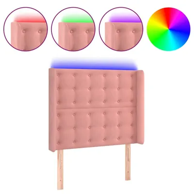 Zdjęcie produktu dla vidaXL Zagłówek LED różowy 83x16x118/128 cm aksamitny