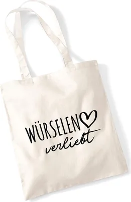 Produktbild von Huuraa Jutebeutel Würselen verliebt 10 Liter Natural Baumwolle Tasche Geschenkidee