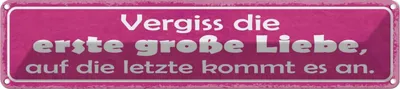 Produktbild von vianmo Blechschild 10x46 cm vergiss die erste große Liebe Dekoration Spruch Zitat