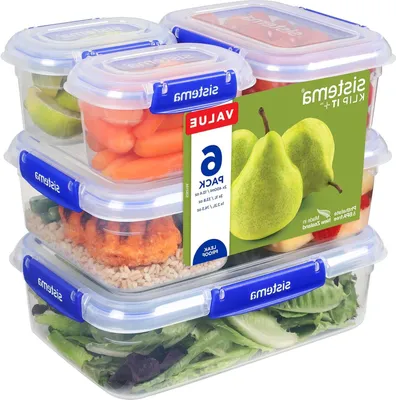 Productafbeelding van Luchtdichte voedselopslagcontainers 6 stuks | Stapelbaar en Lekvrij | 2,2 L, 1 L, 400 ml