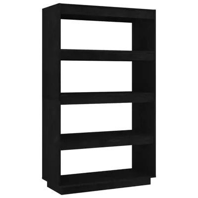 Image de vidaXL Étagère à livres/séparation de pièce noir 80x35x135 cm pin massif