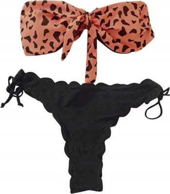 Obrázek produktu pro Brazilské bikiny, plavky s leopardím vzorem, bandeau, plážové šaty, velikost S
