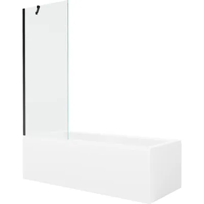 Obrázek produktu pro Mexen Cubik obdélníková vana 150 x 70 cm s pláštěm 1-křídlovou zástěnou 70 cm, Průhledné, Černá - 550315070X9507000070