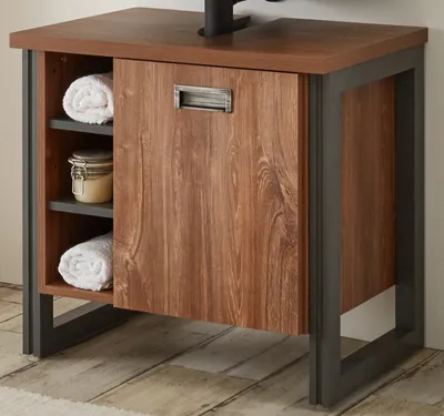 Produktbild von Badezimmer Waschbeckenunterschrank "Auburn" in Eiche Stirling und Matera grau