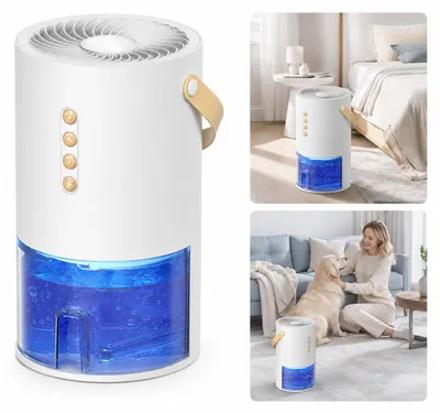 Produktbild von Mini Luftentfeuchter 1,3L Elektrischer Luftentfeuchter mit LED Licht, automatischer Abschaltung und leisem Betrieb, kompakter Entfeuchter für Schlafzimmer, Badezimmer und Wohnmobil