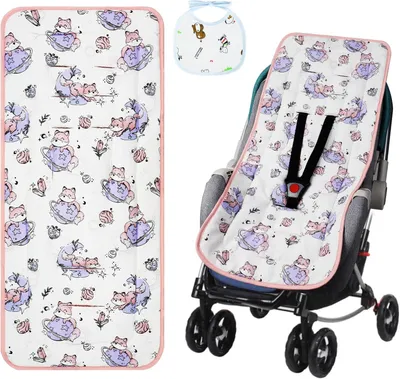 Immagine prodotto di Tappetino universale per passeggini, reversibile, traspirante, con 9 fori per il fissaggio, realizzato in morbido cotone