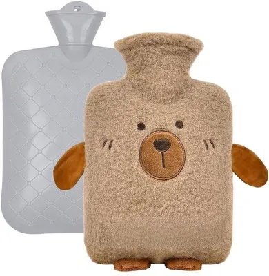 Produktbild von Famanu Wärmflasche 1L – mit Plüschbezug – abnehmbar und waschbar – ideales Geschenk