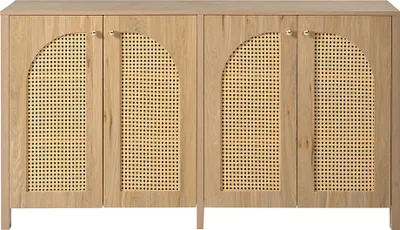 Produktbild von Merax Sideboard mit verstellbaren Einlegböden, Kommode mit Rattantüren, Anrichte für Wohnzimmer, 145x80x40cm, Natur