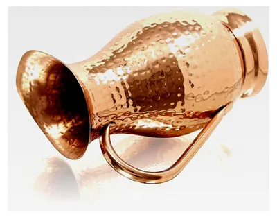 Produktbild von Krug aus reinem Kupfer mit Deckel, handgefertigt, Kapazität 2000 ml, Kupferkaraffe für Zuhause, Hotels und als Geschenk