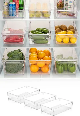 HAC24 Kühlschrank Körbe 4er Set - Transparent 33x7,5cm, Spülmaschinengeeignet