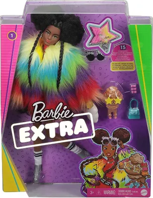 Obrázek produktu pro Barbie Extra Doll #1 in Rainbow Coat with Pet Poodle, Módní panenka, Ženy, 3 rok/roky, Dívka, Vícebarevný