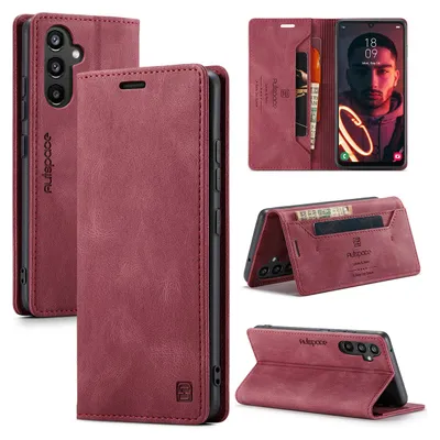 Image de Galaxy A34 5G Cover, RetroPolyuréthaneLeather Case Stand Protection Case for Samsung Galaxy A34 5G Red