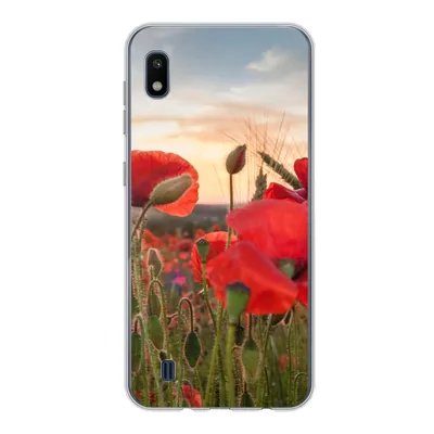 Produktbild von MuchoWow® Handyhülle Schutzhülle Hülle für Samsung Galaxy A10 Sonnenuntergang hinter den schönen Mohnblumen Silikon Softcase Handy Hülle - Schutzhülle