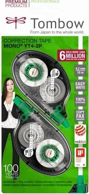 Zdjęcie produktu dla Tombow Mono YT4 2pcs, Biały, 10 m, 4,2 mm, Blister, 2 szt.