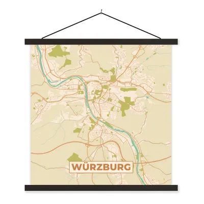 Produktbild von MuchoWow® Textilposter Stadtplan - Würzburg - Stadtplan - Vintage 40x40 cm mit schwarzem Rahmen - Fotos