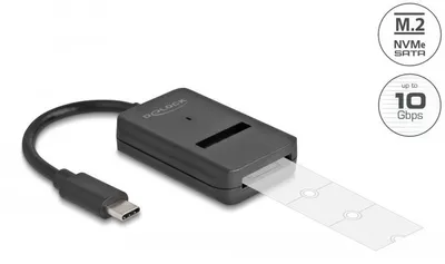 Produktbild von DeLOCK Combo Konverter für M.2 NVMe PCIe oder SATA SSD mit USB Type-C 10 Gbps, USB Typ-C, Schwarz, Windows 10, Windows 10 x64, Windows 11, Windows 8.1, Windows 8.1 x64, 1 Stück(e), Realtek RTL9210B