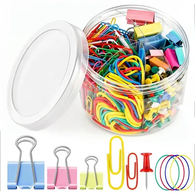 Imagen del producto de Clips para papel, coloridos, paquete de 350 unidades, grapas para oficina y escuela