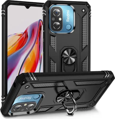 Produktbild von Xiaomi Redmi 12C Hülle - Coverup Ring Ständer Back Cover - Schwarz