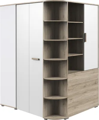 Produktbild von Eckkleiderschrank begehbar Eiche mit weiß CANTON-43
