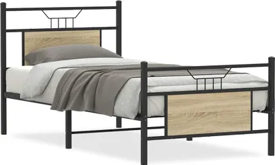 Produktbild von vidaXL Bettgestell ohne Matratze Sonoma-Eiche 90x200 cm Holzwerkstoff