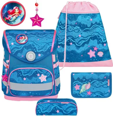 Produktbild von Belmil Compact ergonomisches Schulranzen-Set 5-teilig "Mermaid" mit Brustgurt, Magnetverschluss, einem Patch