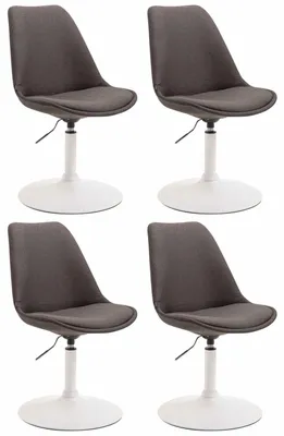 Produktbild von CLP 4er Set Esszimmerstühle Maverick Stoff drehbar und stufenlos verstellbar dunkelgrau Gestell Farbe weiß