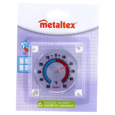 Obrázek produktu pro METALTEX 298017080 Okenní teploměr pro lepení, plastový