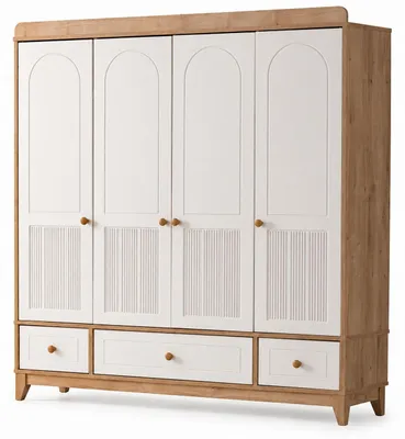 Produktbild von Eleganter Kinderzimmer Kleiderschrank Weiß Eiche Modern Nachbildung