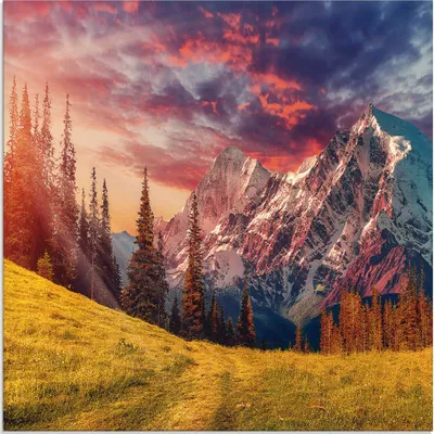 Produktbild von ARTland Glasbild Alpines Hochland Größe: 20x20 cm