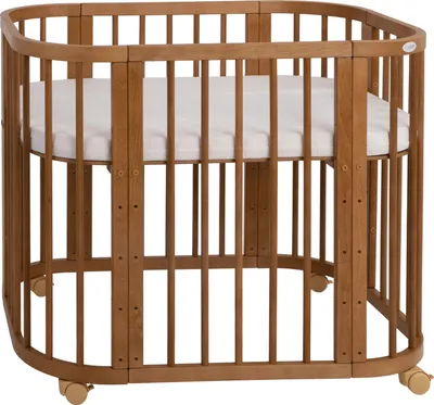 Produktbild von Waldin Babybett 5in1, Beistellbett aus Holz, Matratze, Belüftet,Ohne Stoffset,Holz vintage