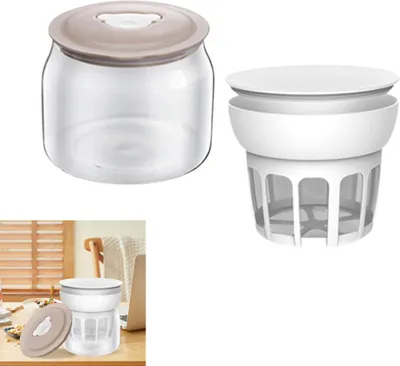 Produktbild von Joghurtbereiter-Zubehör SNJ-C10T1, Molkeabscheider mit Deckel, Lebensmittelsieb Nussmilchbehälter Glas, Joghurtbereiter, Joghurt-Trennsieb mit Deckel