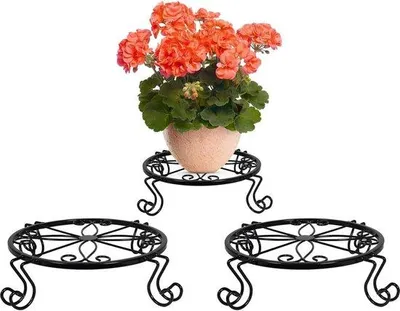 Image de Porte-pot en métal noir pour l'intérieur et l'extérieur