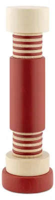 Mühle aus Buchenholz, Keramikmahlwerk, 25,5 cm, Natur/Rot