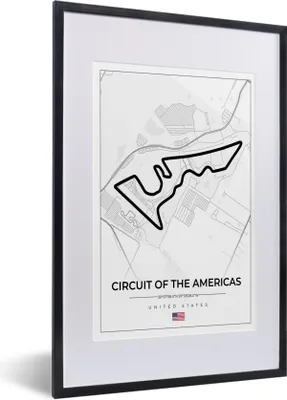 Produktbild von MuchoWow® Gerahmtes Poster Amerika - Rennstrecke - Formel 1 - Circuit of the Americas - Rennsport - Weiß 40x60 cm - Poster mit Schwarzem Bilderrahmen Wandposter Rahmen Foto Bilder - Poster in Rahmen