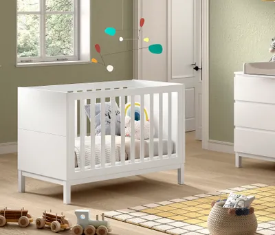 Produktbild von VIPACK - EVA Babybett 60 x 120 cm, mit verstellbarem Lattenrost, weiß lackiert