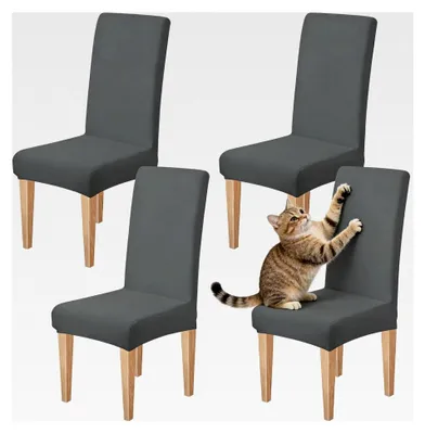 Produktbild von Stuhlhussen 4er Set Stretch für Schwingstühle, elastische Hussen, abnehmbar und waschbar, Schutz für Küche, Restaurant, Hotel, Bankett, Hochzeit (Grau, 4 Stück)