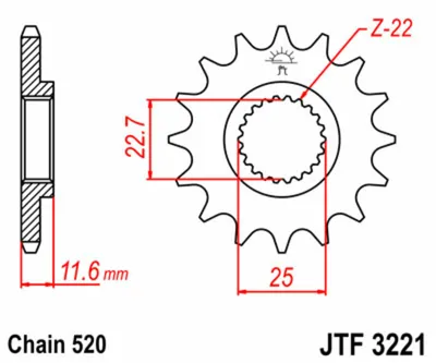 Obrázok produktu pre JT Ritzel 12T 520 JTF3221.12