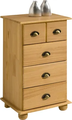 Produktbild von Schubladenschrank COLMAR, schöne Kommode mit 4 Schubladen, zeiloser Apothekerschrank aus massiver Kiefer in gebeizt/gewachst, praktisches Sideboard mit Muschelgriffen