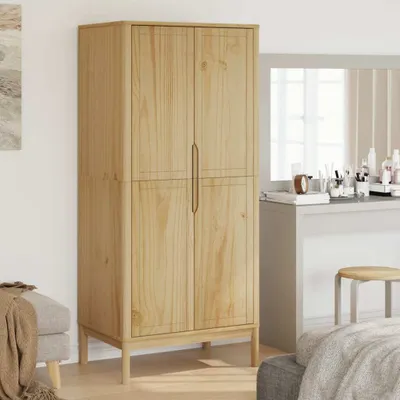 Obrázek produktu pro vidaXL Šatní skříň FLORO voskovaná hnědá 77x53x171 cm borovicový masiv