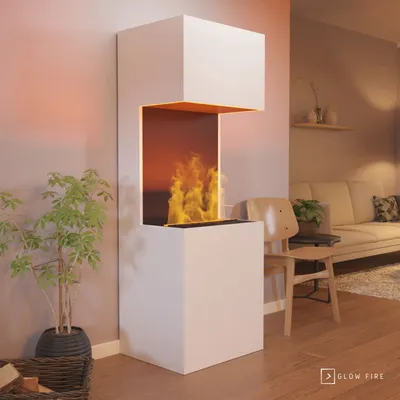 Produktbild von GLOW FIRE Elektrokamin 'Beethoven' | Wasserdampf Kamin mit OMC 500 ohne Holz in weiß als Raumteiler | BxHxT: 60x170x50 cm