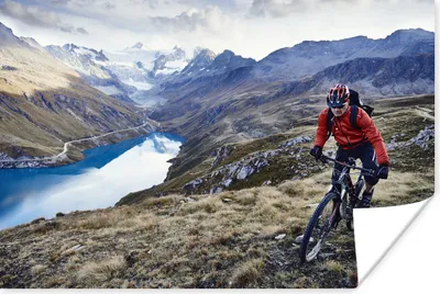 Produktbild von MuchoWow® Poster Mountainbiker in der Schweiz 180x120 cm - Fotoplakat