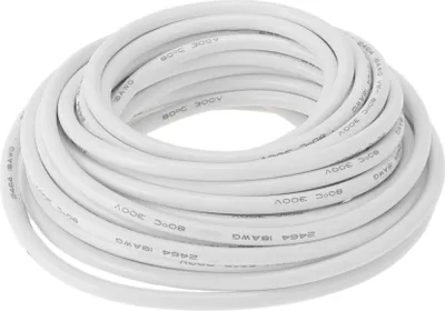 Produktbild von Elektrische Masseleitung Automobil-Stromleitung 30FT Weiß TC 1 Stück 18AWG 3 Leiter Vollständig isoliert & Soft-Touch-Mantel Universal