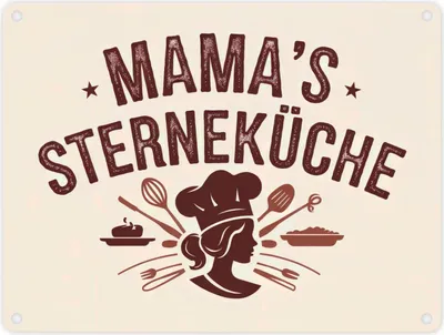 Produktbild von Mama´s Sterneküche Souvenir Metallschild in 15x20 cm für Hobbyköche und Mütter