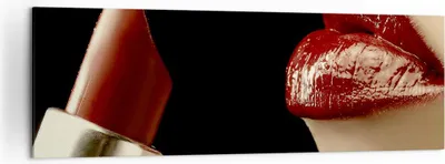 Produktbild von Bild auf Leinwand - Leinwandbild - Frau rote Lippen Lippenstift Gesicht - 160x50cm - Wand Bild - Wanddeko - Leinwanddruck - Bilder - Kunstdruck - Leinwand bilder - Wandkunst - AB160x50-0414