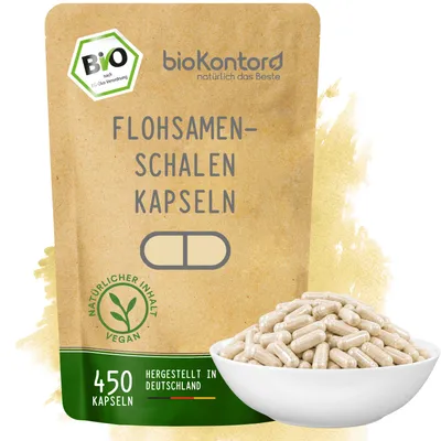 Produktbild von Flohsamenschalen Kapseln I 450 vegane Kapseln - 700 mg indische Fohsamenschalen