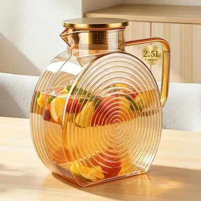 Immagine prodotto di Caraffa in vetro da 2,5 litri con coperchio – Ideale per bevande calde e fredde